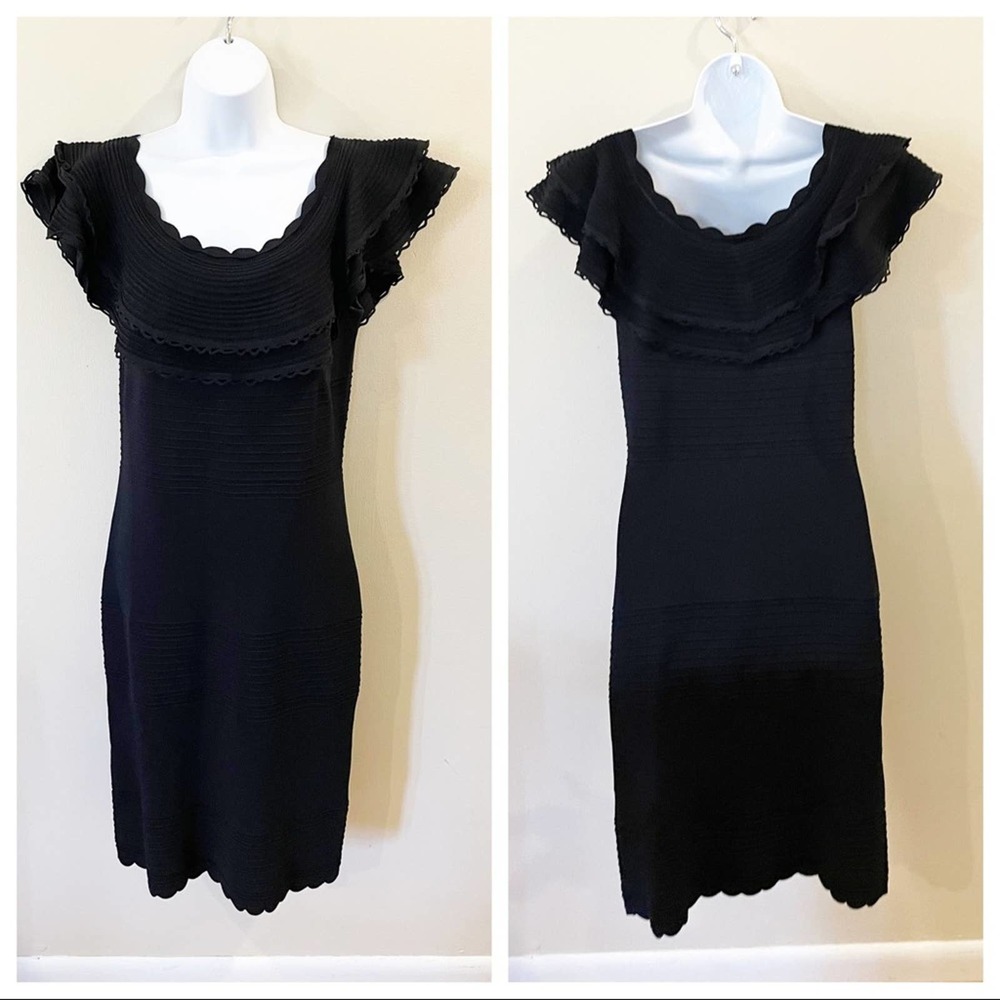 Eliza J Off the Shoulder Ruffle Sheath Dress Large - Picture 1 of 16